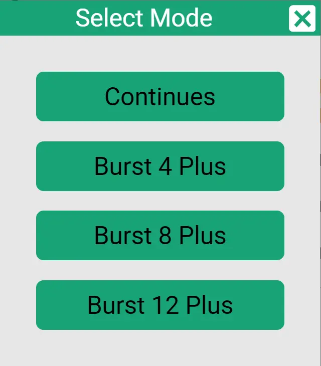 رابط کاربری مربوط به انتخاب نوع موج خروجی برای دستگاه شاک‌ویو سری Ultimate شرکت TSD